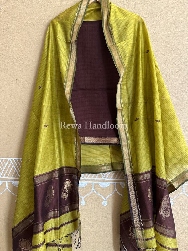 Maheshwari Peacock Buta-Buti Top-Dupatta Set
