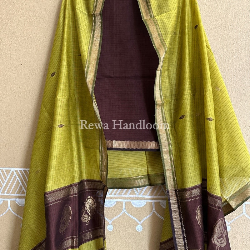 Maheshwari Peacock Buta-Buti Top-Dupatta Set