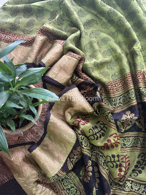 Maheshwari Mehendi Green Bagh Print Saree BPSS038