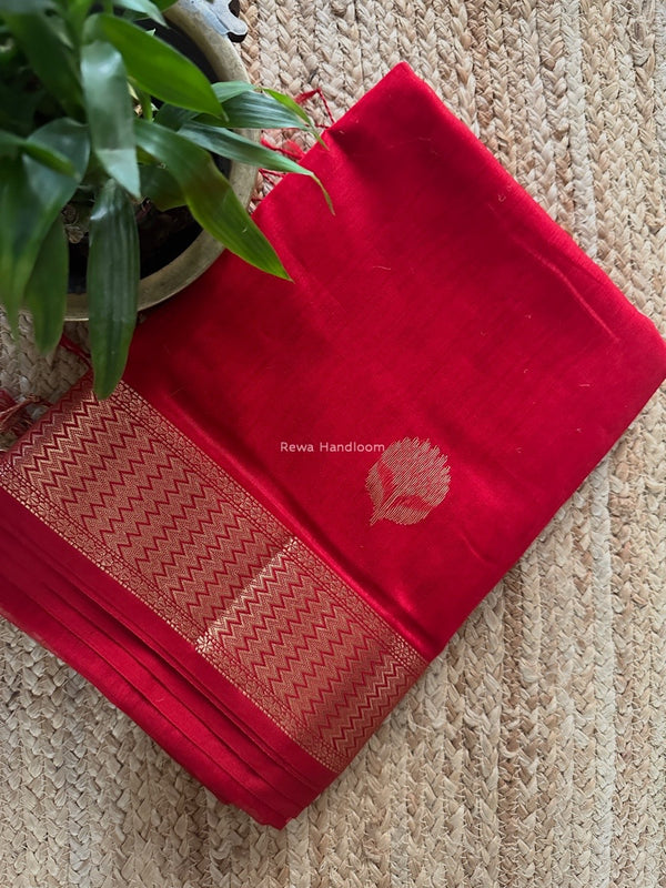 Red Butta Zari Border Maheshwari Saree LLBS012