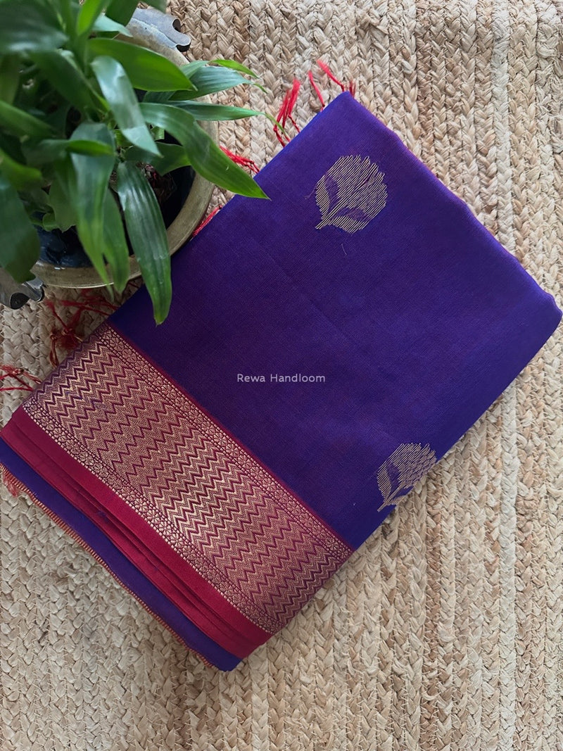 Purple Butta Zari Border Maheshwari Saree LLBS014