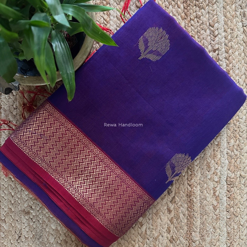 Purple Butta Zari Border Maheshwari Saree LLBS014