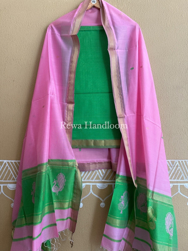 Maheshwari Peacock Buta-Buti Top-Dupatta Set