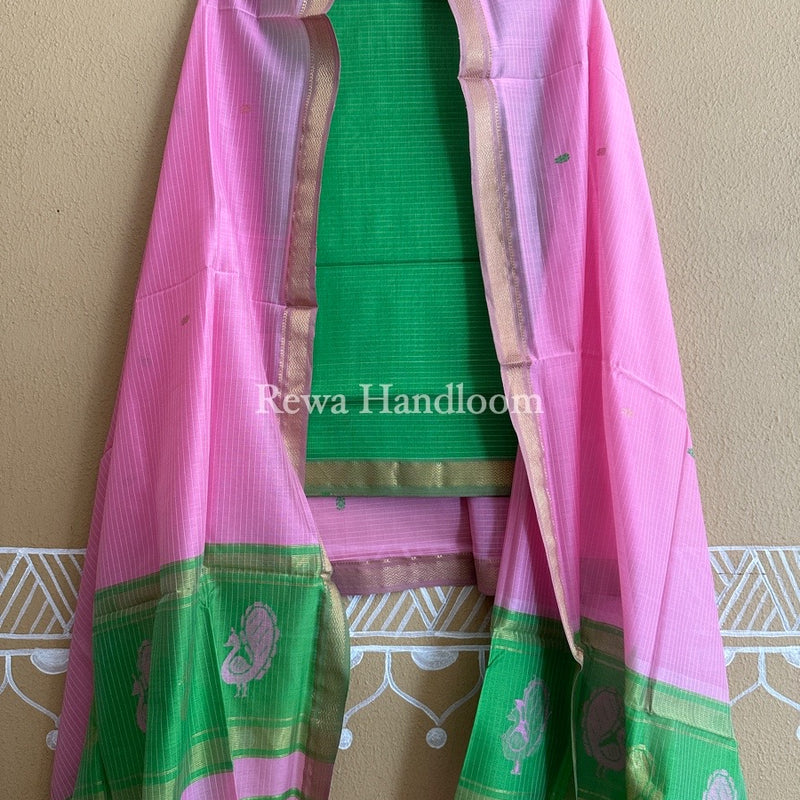 Maheshwari Peacock Buta-Buti Top-Dupatta Set