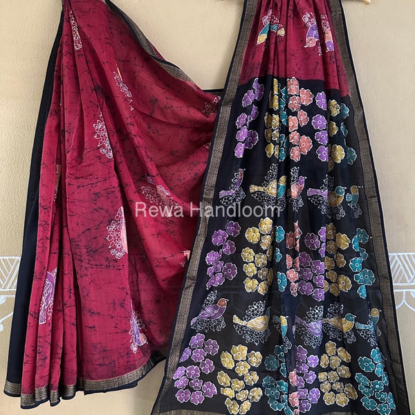 Maheshwari Batik Indonesian Print Saree