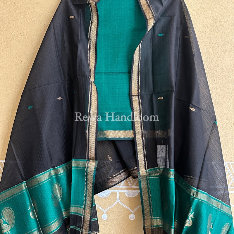 Maheshwari Peacock Buta-Buti Top-Dupatta Set