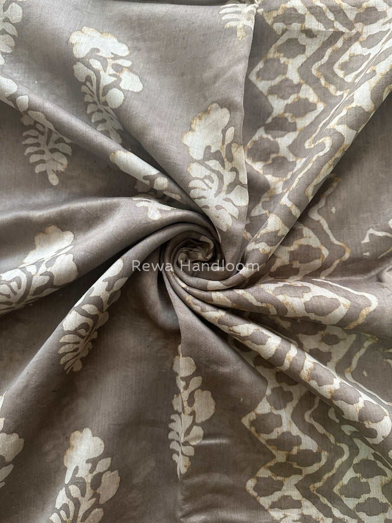 Grey Dabu Kashish Cotton Print Saree KD01
