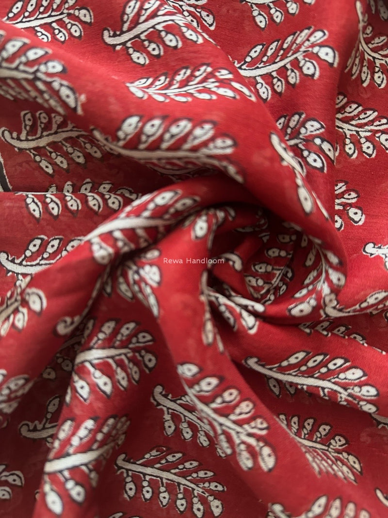 Maheshwari Maroon Bagh Print Small Border Saree MTBS115