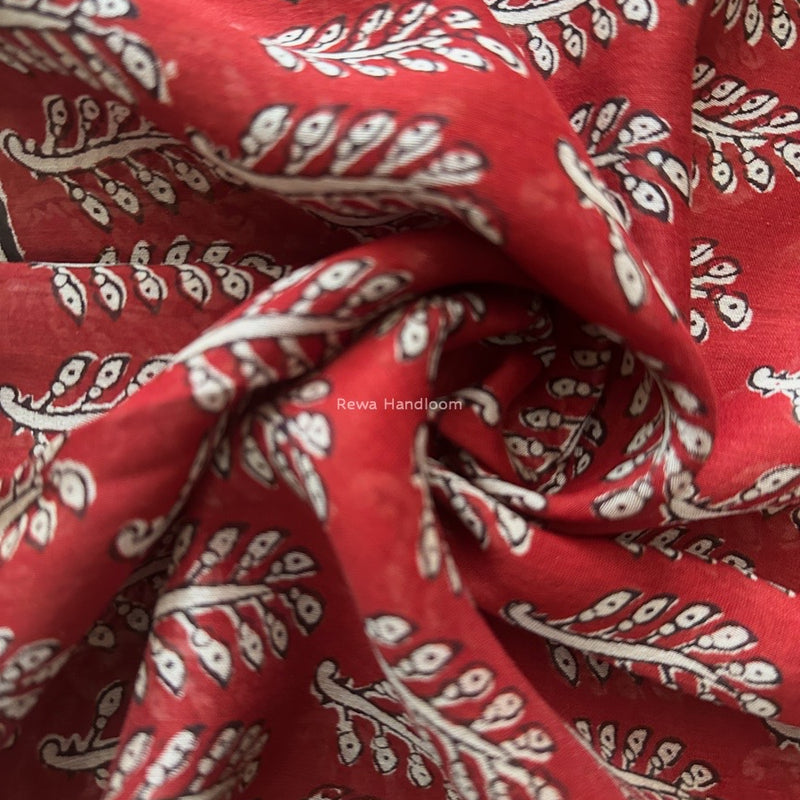 Maheshwari Maroon Bagh Print Small Border Saree MTBS115