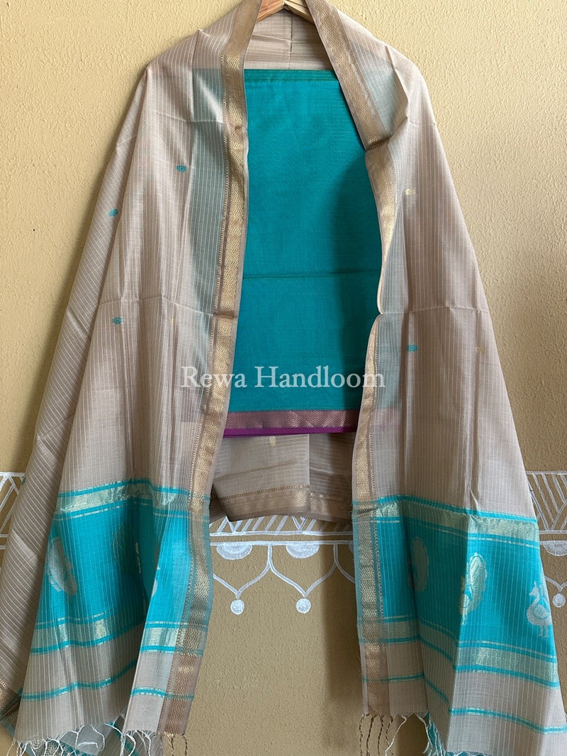 Maheshwari Peacock Buta-Buti Top-Dupatta Set