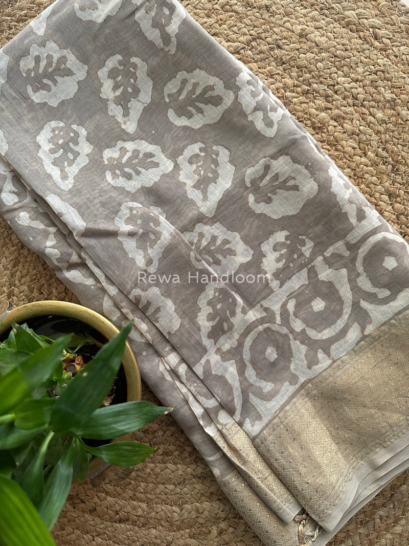 Grey Dabu Kashish Cotton Print Saree KD02