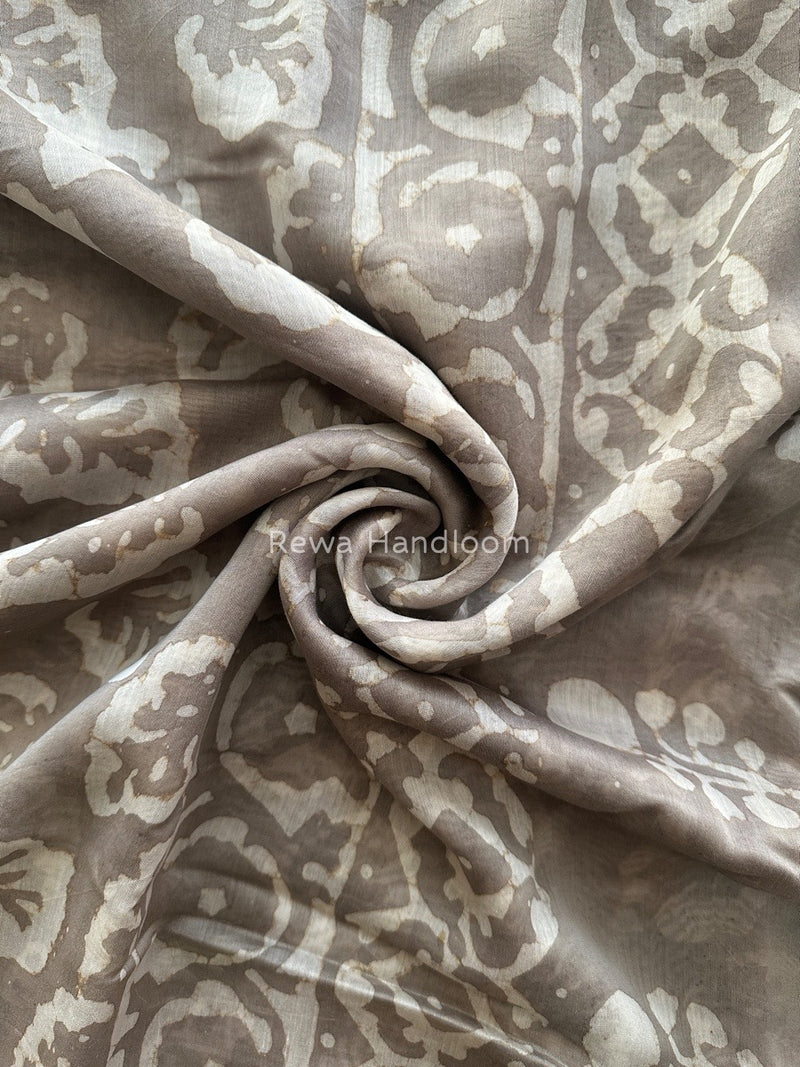 Grey Dabu Kashish Cotton Print Saree KD02