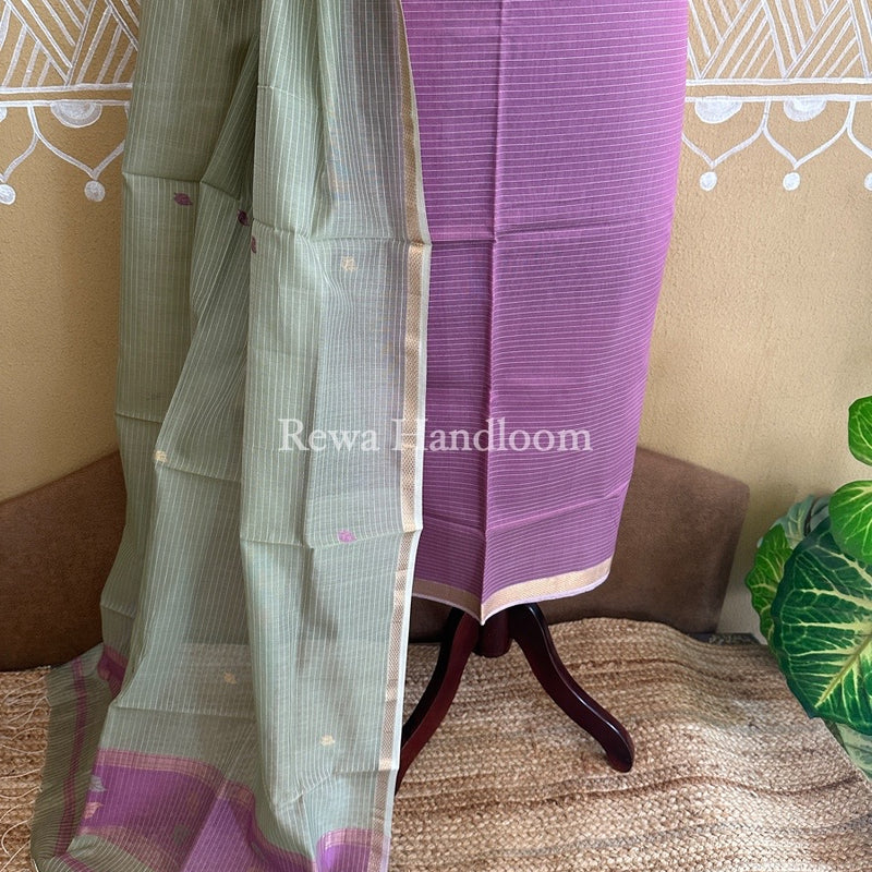 Maheshwari Onion Pink-Beige Patti Butti Top-Dupatta Set PBS020