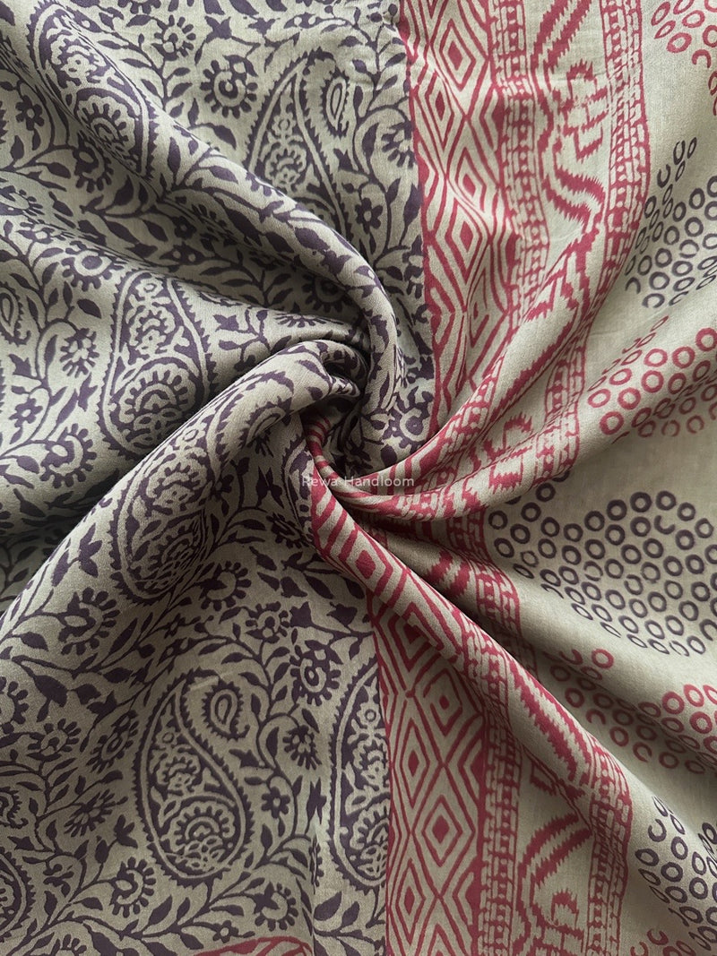 Maheshwari Green Bagh Print Small Border Saree MTBS119