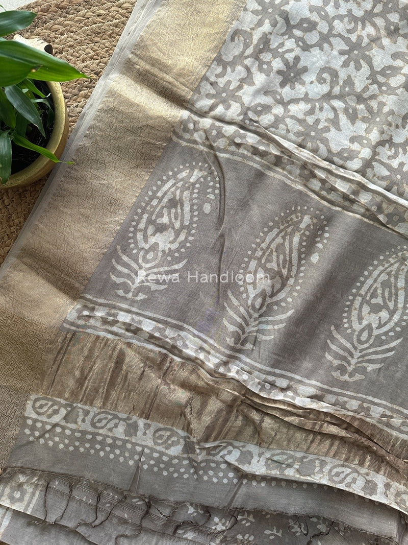 Grey Dabu Kashish Cotton Print Saree KD03