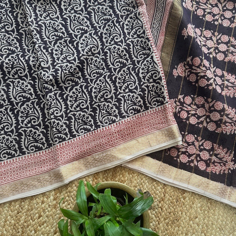 Maheshwari Bagh Print Small Border Saree 