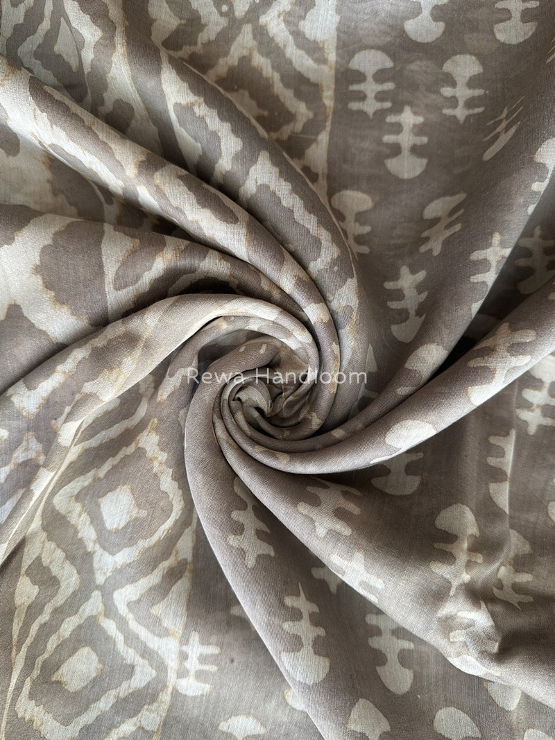 Grey Dabu Kashish Cotton Print Saree KD07