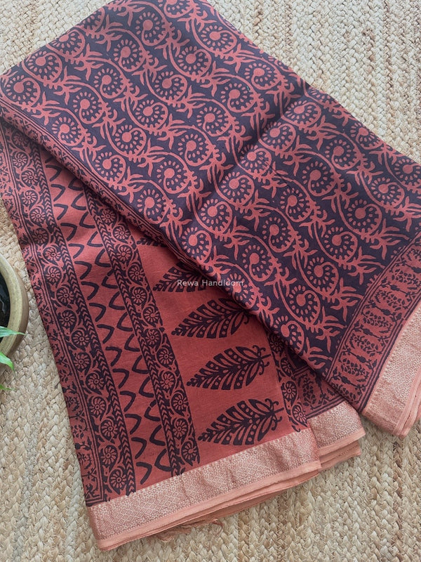 Maheshwari Bagh Print Small Border Saree