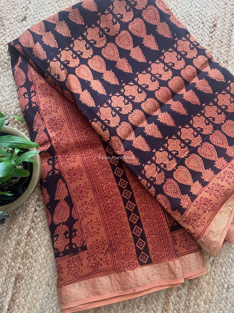 Maheshwari Bagh Print Small Border Saree