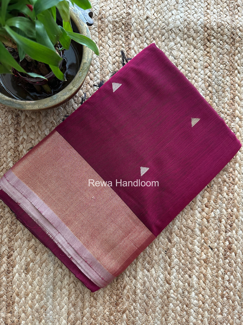 Wine Triangle Butti Maheshwari Saree SB0194