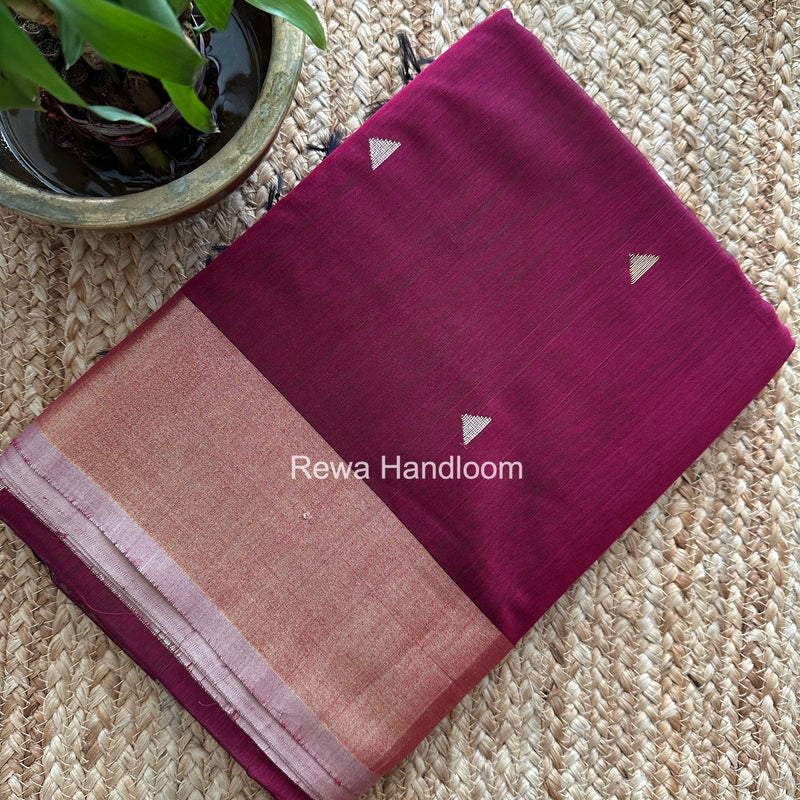 Wine Triangle Butti Maheshwari Saree SB0194