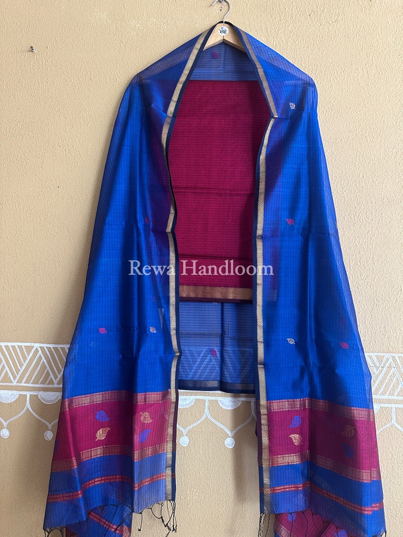 Maheshwari Patti Butti Top-Dupatta Set