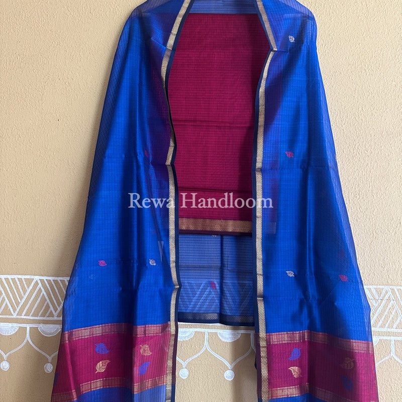 Maheshwari Patti Butti Top-Dupatta Set