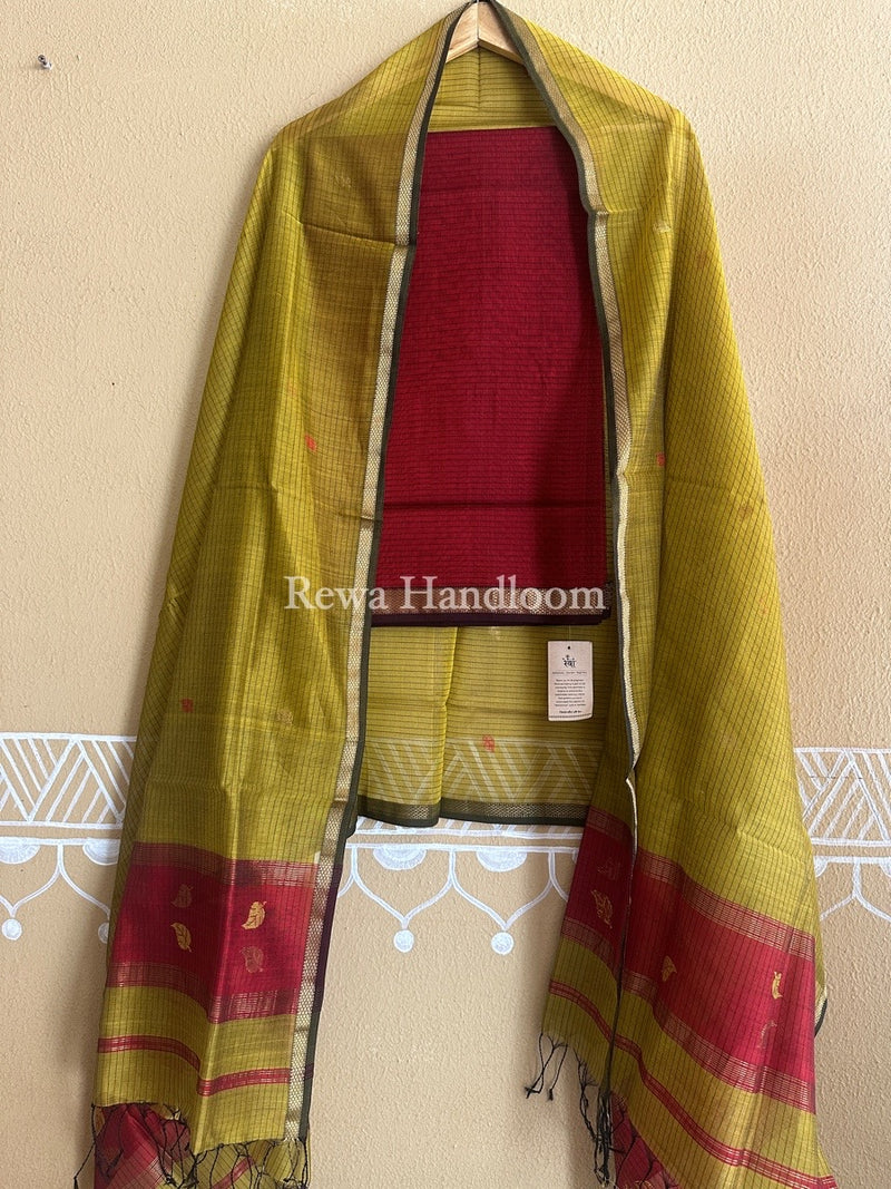 Maheshwari Patti Butti Top-Dupatta Set