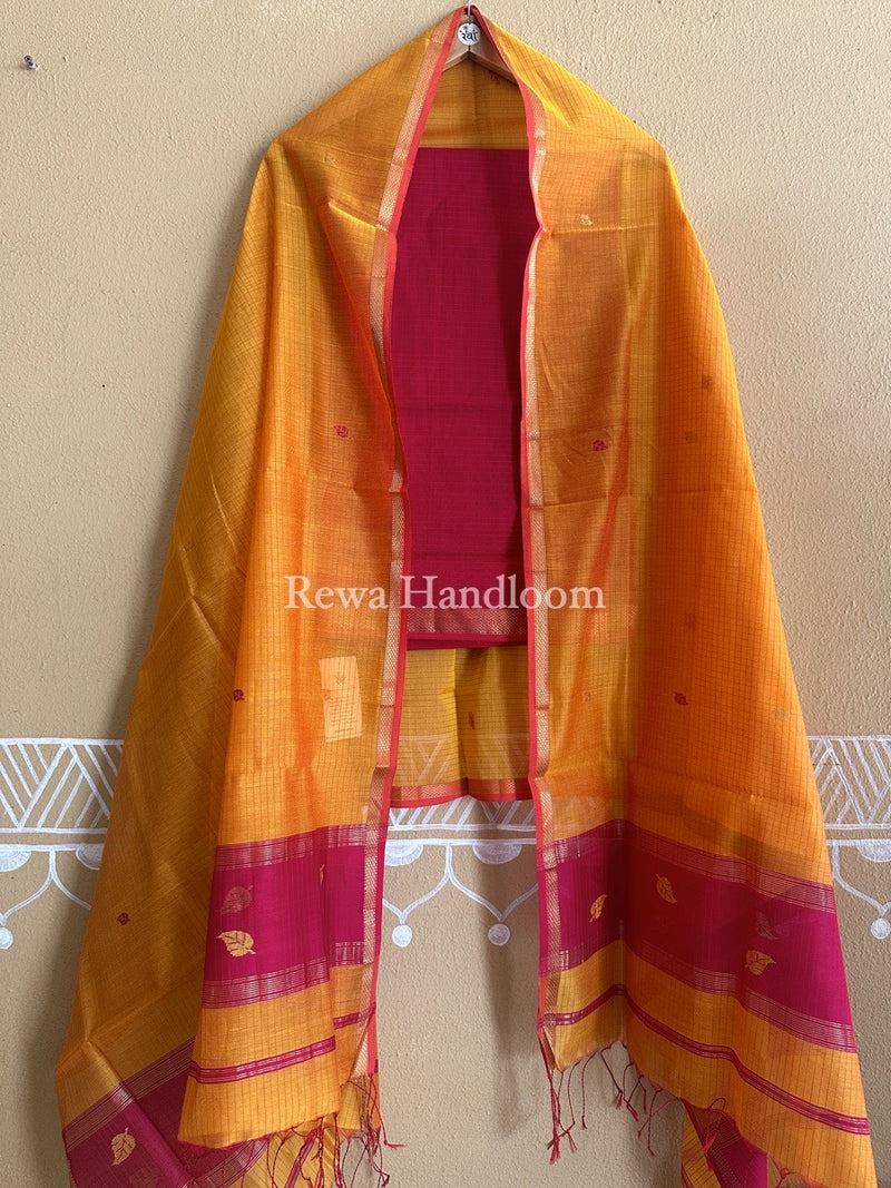 Maheshwari Patti Butti Top-Dupatta Set