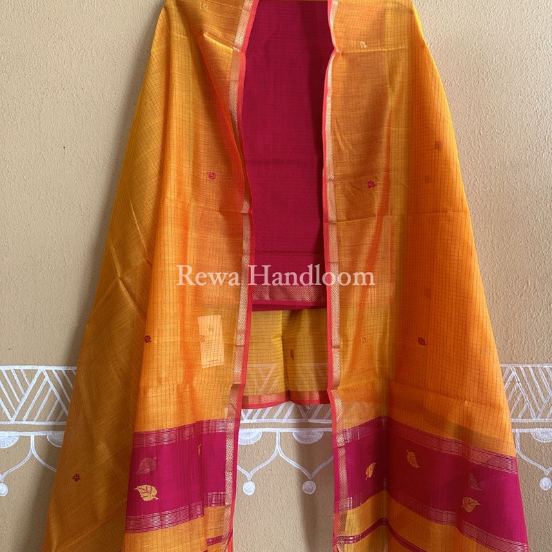 Maheshwari Patti Butti Top-Dupatta Set