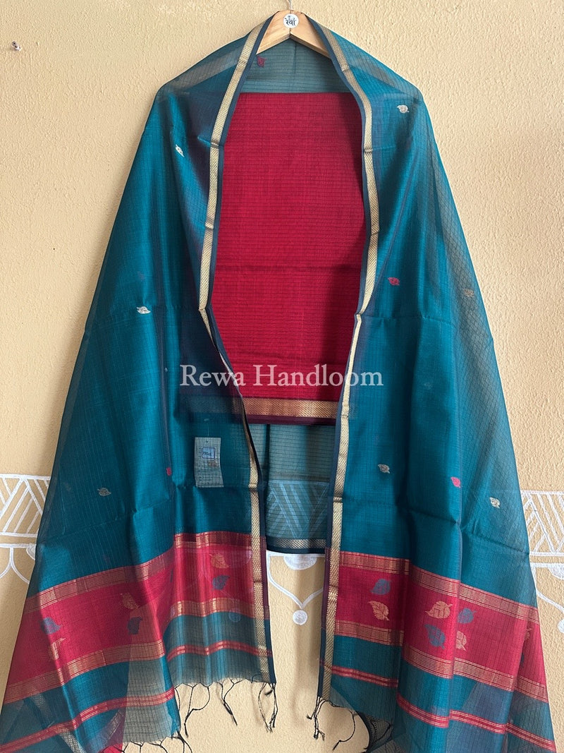 Maheshwari Patti Butti Top-Dupatta Set