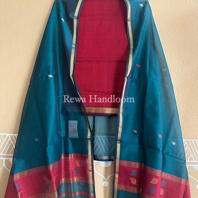 Maheshwari Patti Butti Top-Dupatta Set