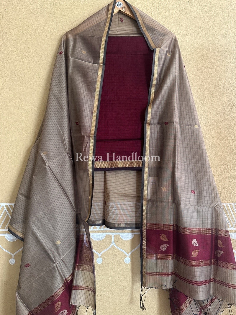 Maheshwari Patti Butti Top-Dupatta Set