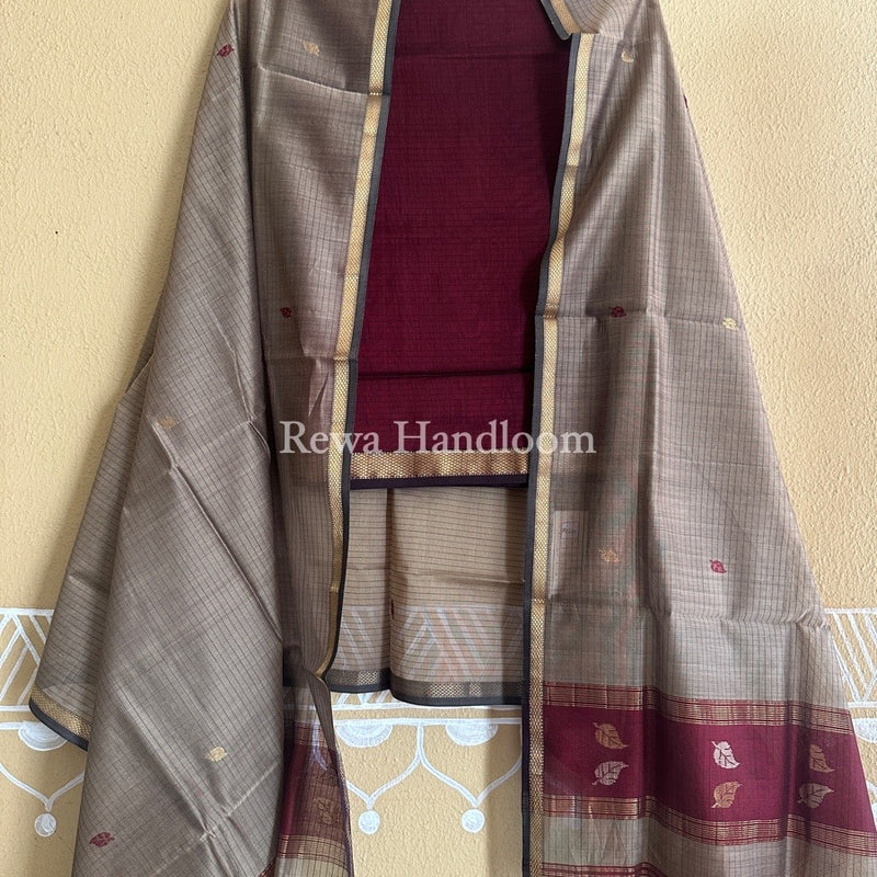Maheshwari Patti Butti Top-Dupatta Set