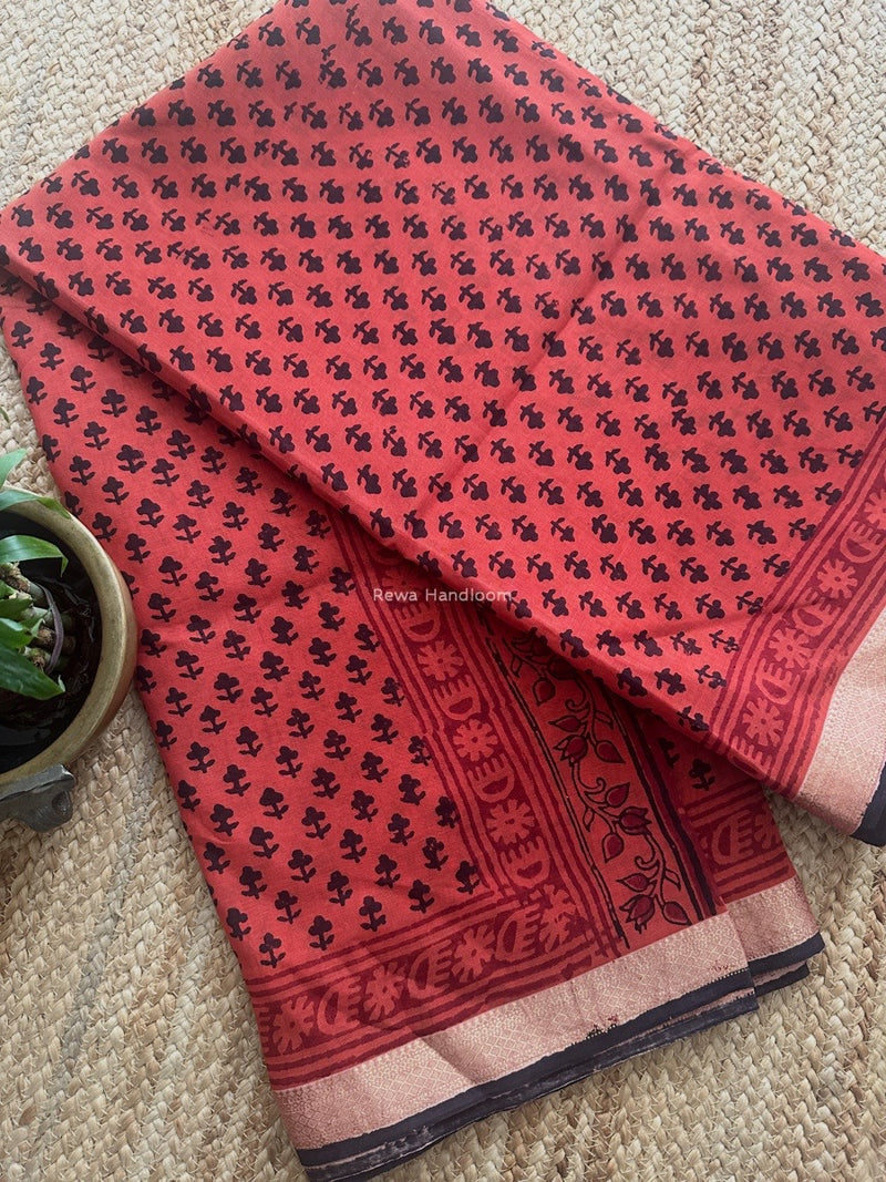 Maheshwari Bagh Print Small Border Saree