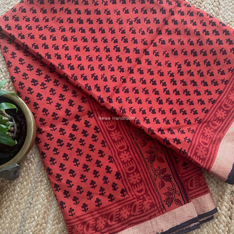 Maheshwari Bagh Print Small Border Saree