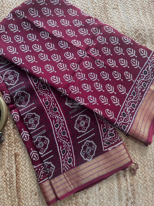 Maheshwari Bagh Print Small Border Saree