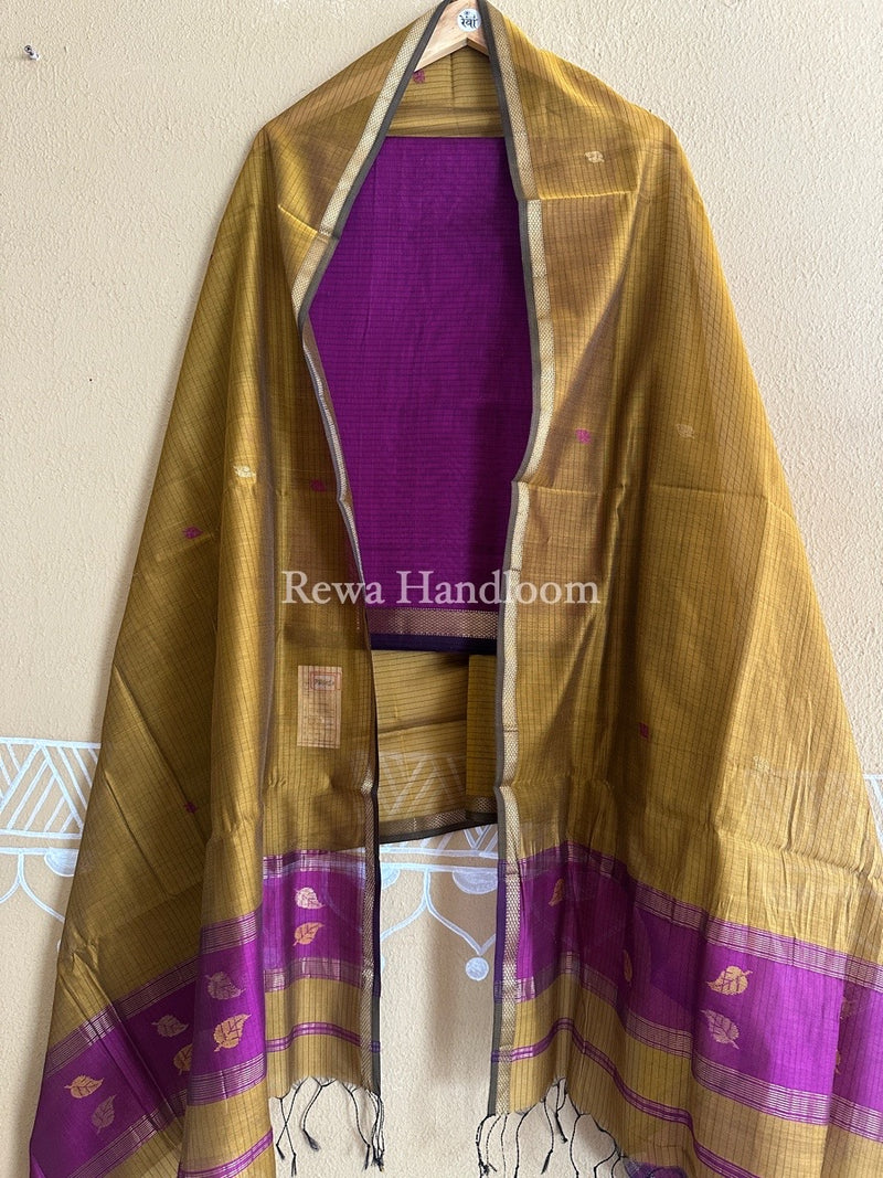 Maheshwari Patti Butti Top-Dupatta Set