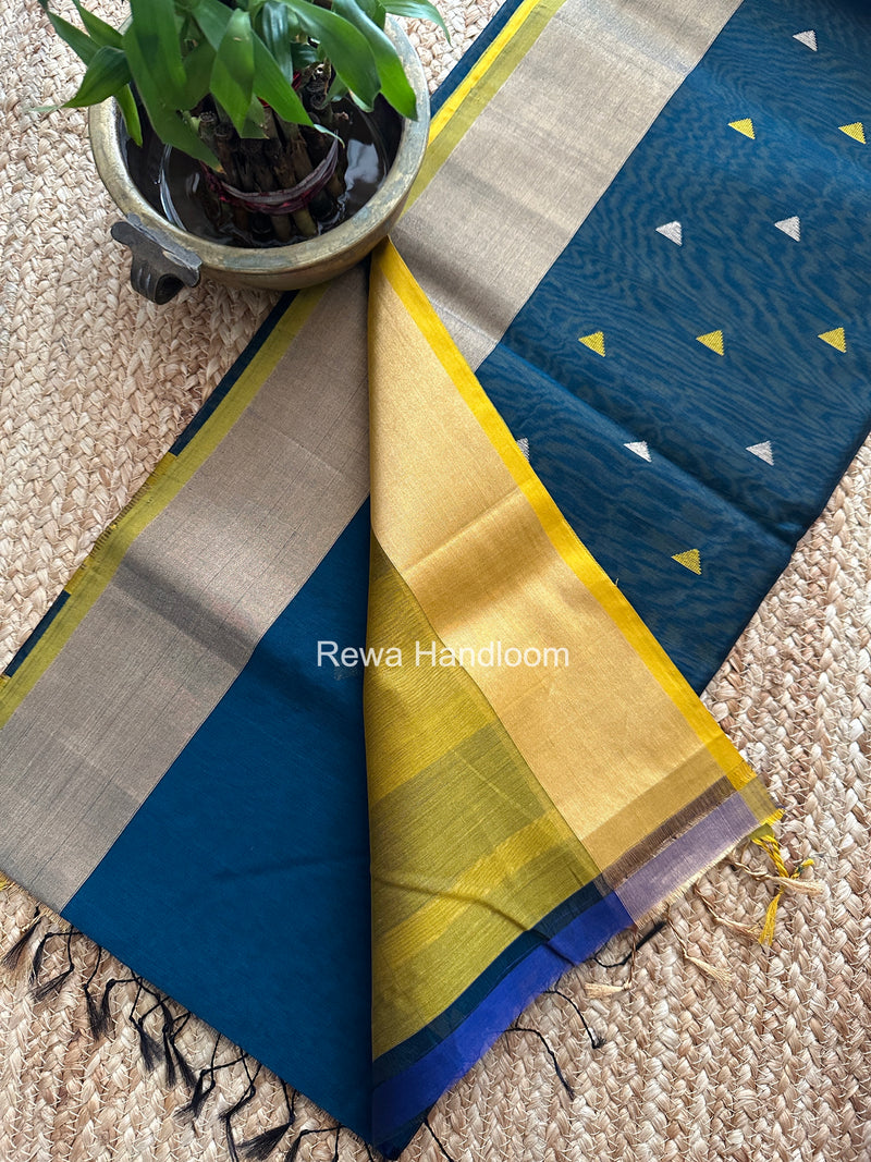 Peacock Green Triangle Butti Maheshwari Saree SB0186