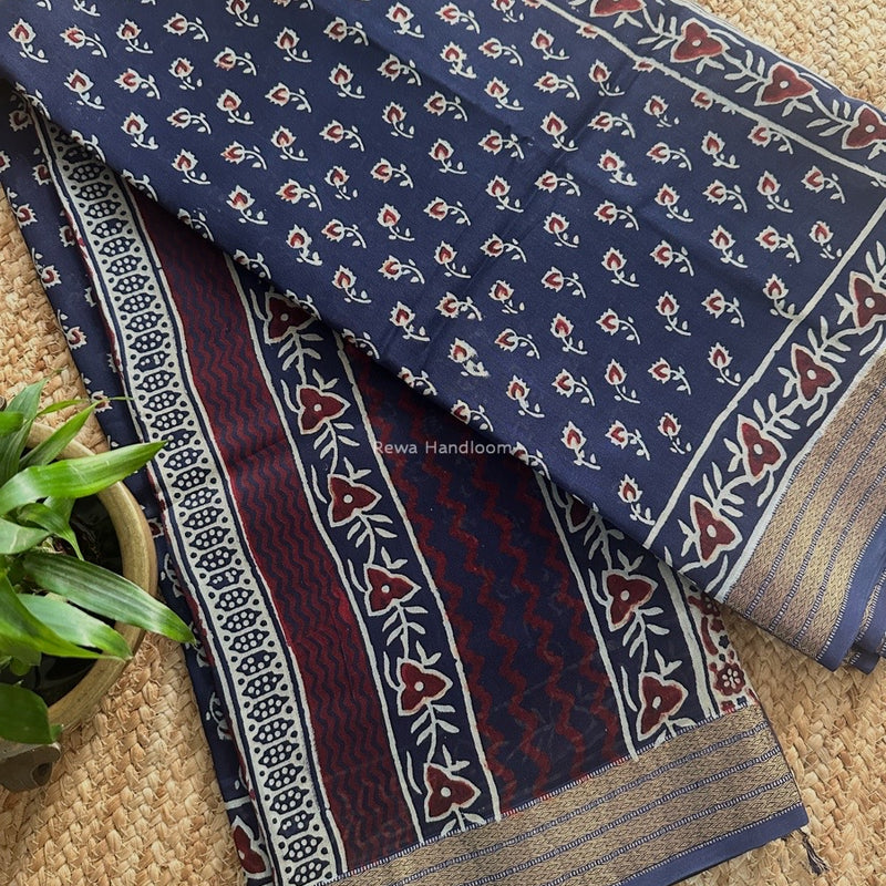 Maheshwari Bagh Print Small Border Saree