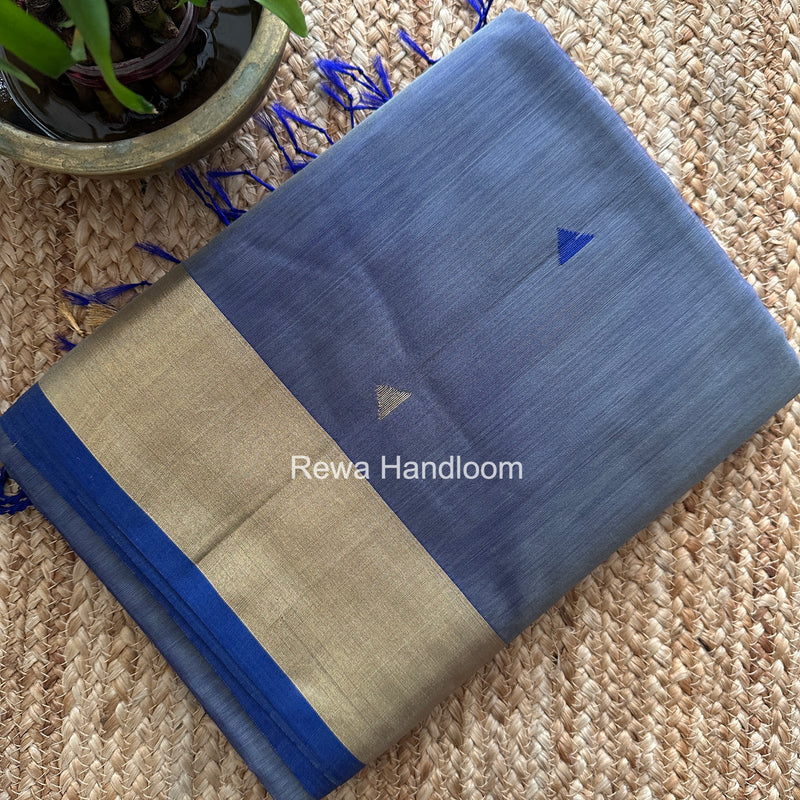 Grey Triangle Butti Maheshwari Saree SB0188