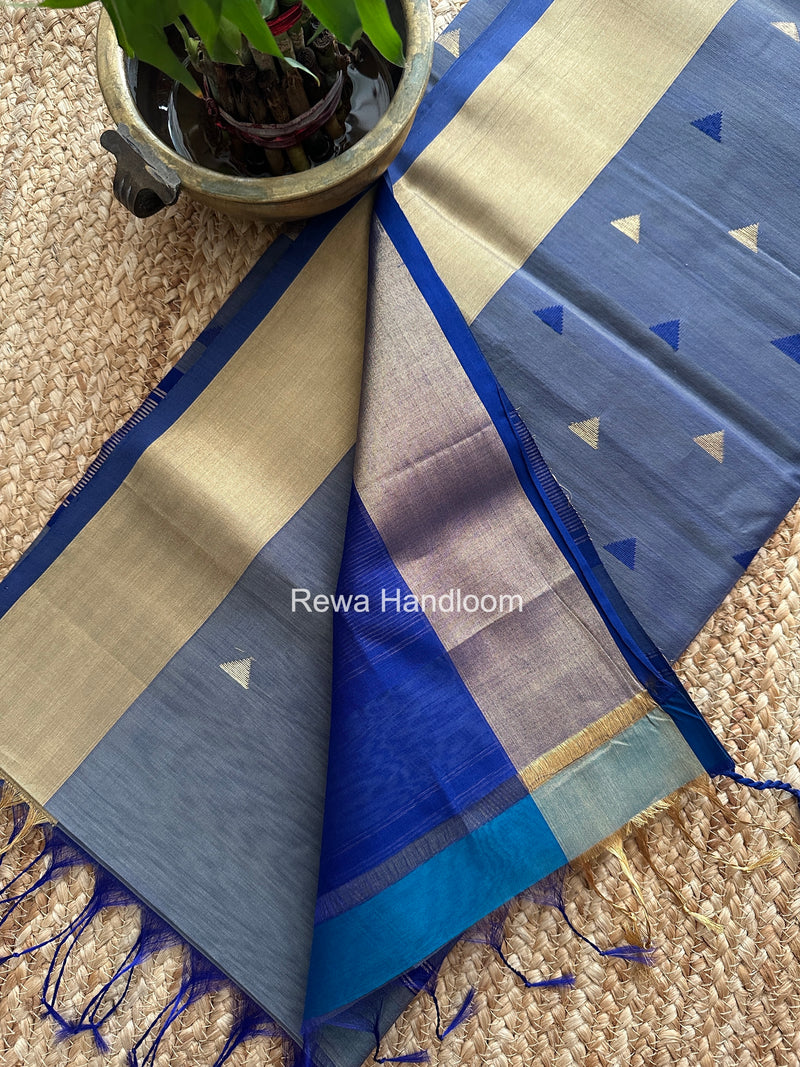 Grey Triangle Butti Maheshwari Saree SB0188