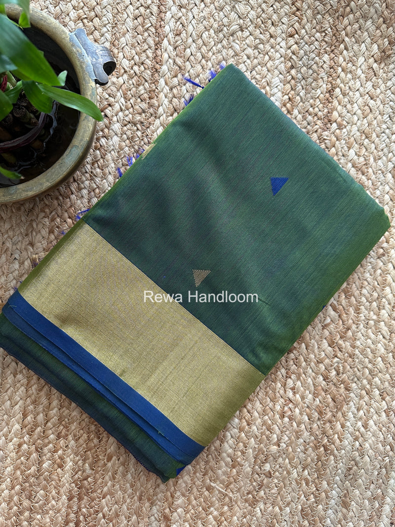 Mehendi Green Triangle Butti Maheshwari Saree SB0189