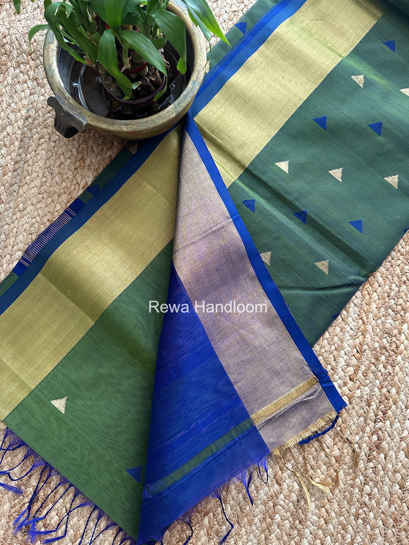 Mehendi Green Triangle Butti Maheshwari Saree SB0189