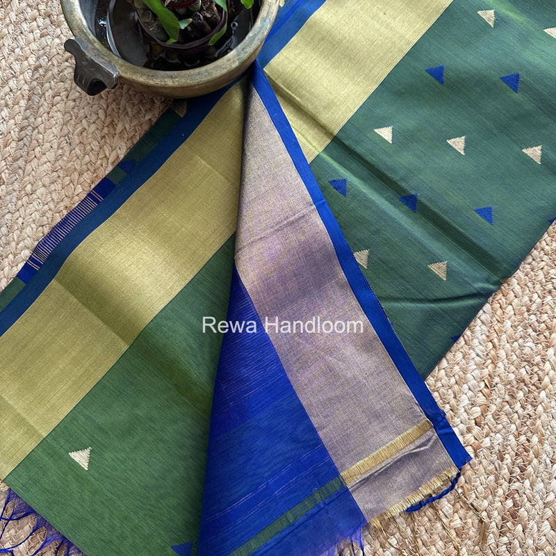 Mehendi Green Triangle Butti Maheshwari Saree SB0189