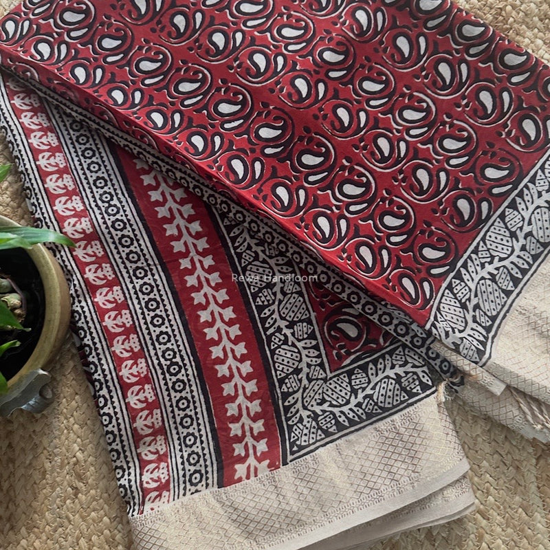 Maheshwari Bagh Print Small Border Saree