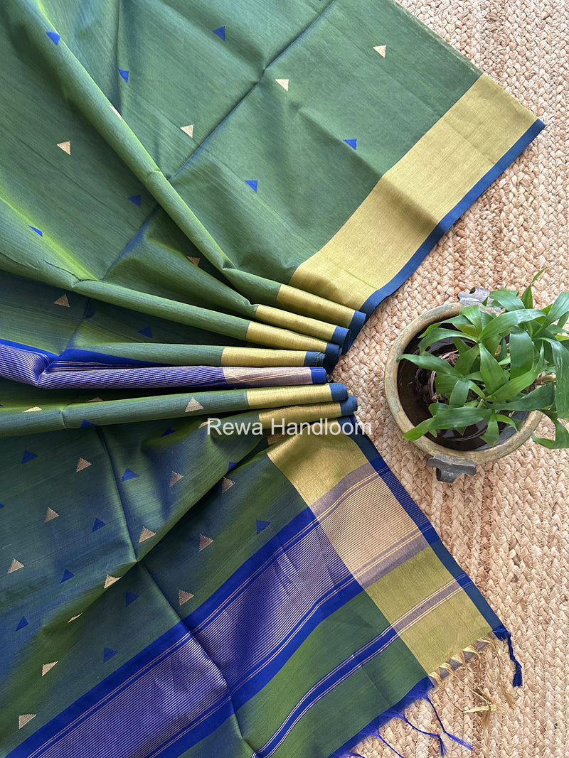 Mehendi Green Triangle Butti Maheshwari Saree SB0189