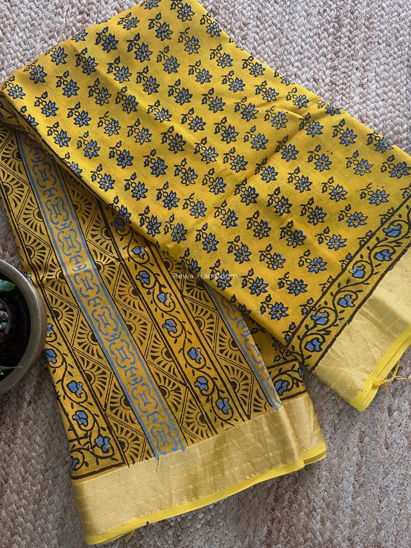 Maheshwari Bagh Print Small Border Saree 