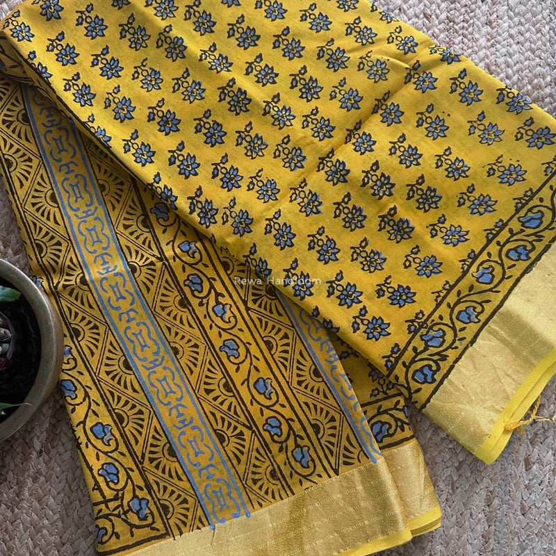 Maheshwari Bagh Print Small Border Saree 