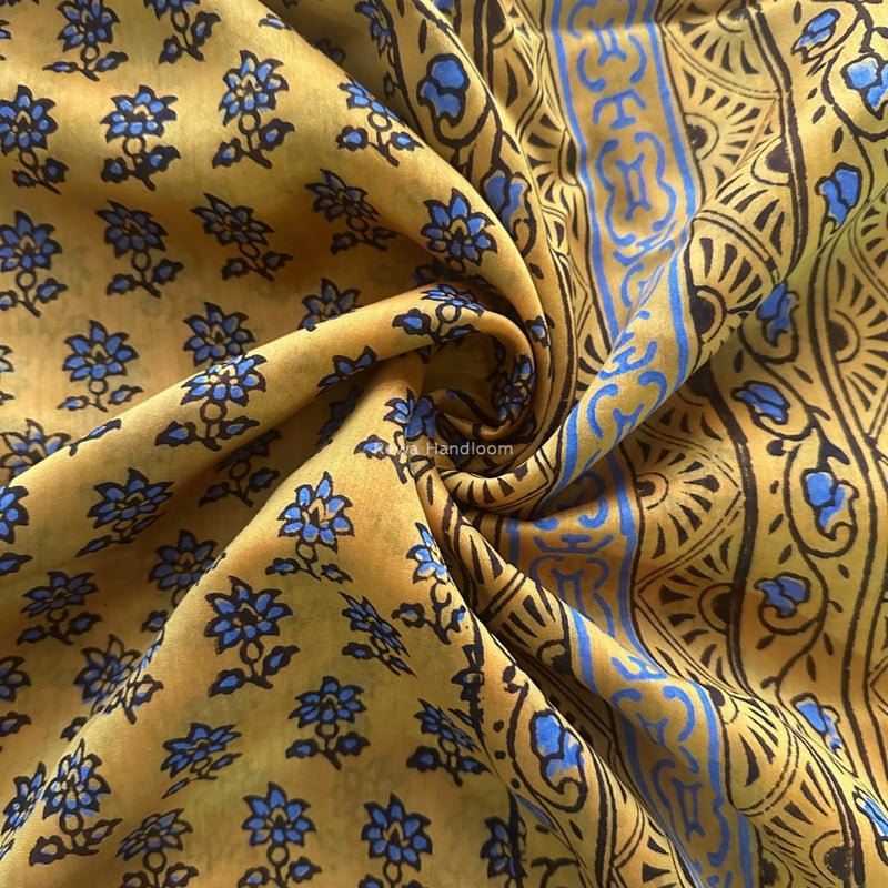 Maheshwari Yellow Bagh Print Small Border Saree MTBS102